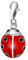 Quiges Charm Anhänger Rot Emaille 3D Insekt Marienkäfer 925 Silber mit Karabinerverschluss für Bettelarmband