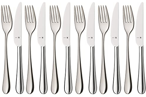 WMF Merit Dessertbesteck 12teilig, Vorspeisevbesteck für 6 Personen, Frühstücksbesteck, Cromargan protect poliert, kratzbeständig, spülmaschinenfest