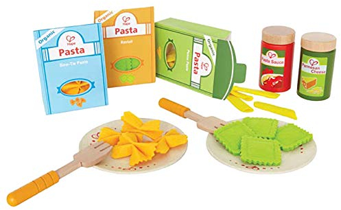 Surtido pasta de Hape, juego de chef y cocina de pasta de madera, papel y fieltro