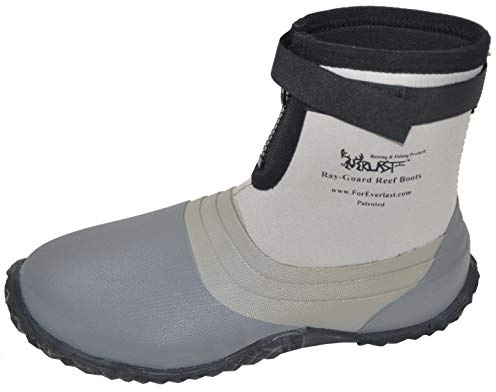 ForEverlast Ray-Guard Reef Wading & Fishing Boots Generation II for Men and Women, Grey, Size 12, Hard Soled Vulcanized Rubber Bottom, Neoprene, Lightweight, Waterproof (uUNrQ1011ymJSm)