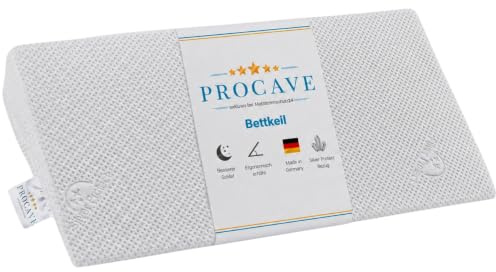 PROCAVE Bettkeil mit Bezug aus Silver Protect-Doppeltuch | Breite: 120 cm x T: 45 cm x H: 15/1 cm | Made in Germany | keilförmiges Schaumstoffkissen für Betten und Wasserbetten