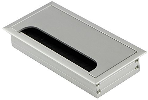 UOOOM 160x80 mm Passe-câble Rectangulaire pour Table de Bureau Ordinateur Réunion Alliage d'Aluminium (Argent)