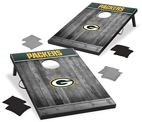 Wild Sports Cornhole Set aus MDF-Holz, NFL Green Bay Packers Cornhole – graues Holz-Design