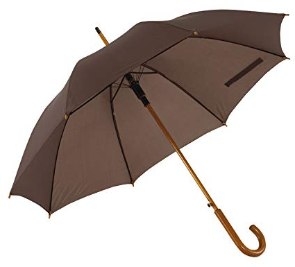 noTrash2003 Automatik Regenschirm Holzschirm Stockschirm Portierschirm mit gebogenem Rundhaken Holzgriff in 103 cm Durchmesser (Dunkelbraun)