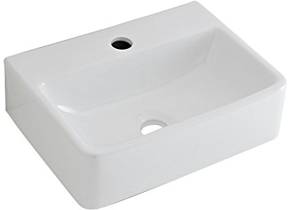MILANO Countertop Wall Hung 1 Tap Hole Bathroom Basin Sink 400 x 295mm | Ceramic Construction. Rectangular Design. Contemporary Style. Countertop or Wall Mounted Installation. 1 Tap Hole.