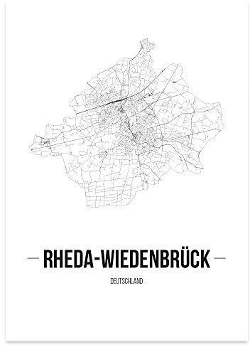 JUNIWORDS Stadtposter - Wähle Deine Stadt - Rheda-Wiedenbrück - 30 x 40 cm Poster - Schrift B - Weiß