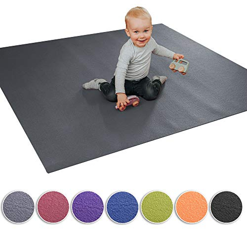 Wunschkind® Krabbelmatte | Krabbelunterlage | Made in Germany | Anti-Rutsch | Öko-Tex 100 | 240x240cm Grau