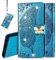 IMEIKONST Case für LG K50 Hülle Bling Diamant Geprägt PU Leder Mit Magnetisch Brieftasche Flip Ständer Schutzhülle Handyhülle für LG K50 / LG Q60 Cystal Butterfly Blue SD