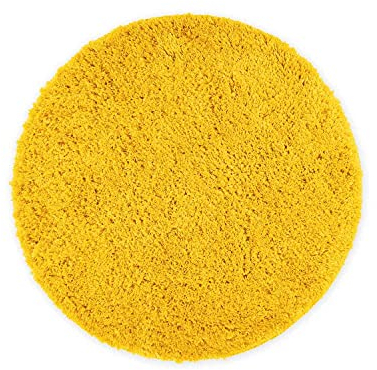 WohnDirect Badezimmerteppich Rund Gelb - Badematte rutschfest Ø 56 cm- Badteppich Set rund, waschbar