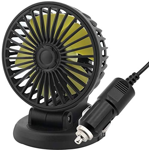 UEB 12V 24V Fahrzeug Lüfter Auto Ventilator SUV LKW Bus 5 Blätter Drehbar Mini Elektro Küler Lüfter KFZ (12V)