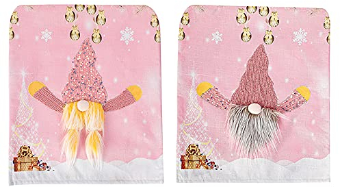 Maoiut Weihnachts-Stuhlhussen, 50 x 46 cm, Zwerge, Weihnachtsstuhlhussen mit LED-Lichtern, Esszimmerstuhlschutz, Schonbezüge für Weihnachten, Urlaub, Party, 2 Stück
