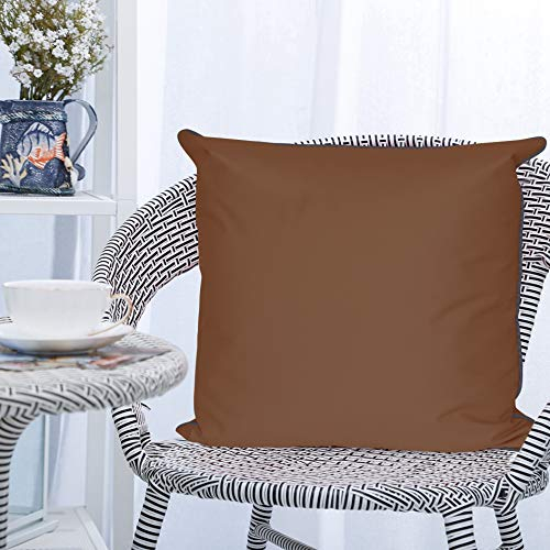LILENO HOME Kissen 45x45 cm [2er Set] - Wasserabweisende Kissenhülle Braun (ohne Füllkissen) - Kissenbezug wasserfest als Gartenkissen oder Dekokissen - Kissenhülle Indoor und Outdoor