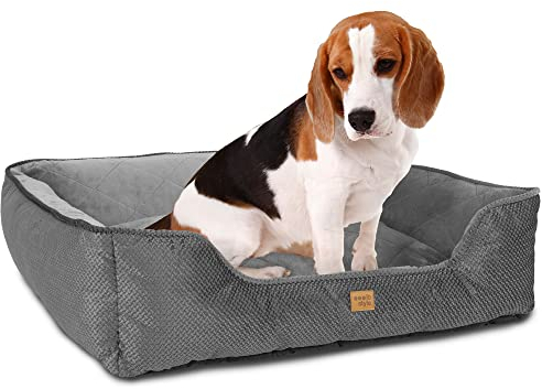 ib style Milo Hundebett, Hundekorb waschbar, Hundecouch, Schlafplatz mittelgroße Hunde, Katzenbett, Hundesofa, Anti-Rutsch, M Grau