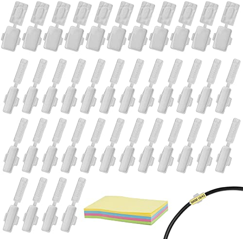 ZACUDA 40 Pezzi Etichette per Cavi Segnacavi Elettrici in Plastica Etichetta Marcatore Cavo con Nota Adesiva Cavo Identificazione Etichette per la Marcatura e la Classificazione di Vari Cavi