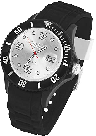 Taffstyle Damen Herren Sportuhr Armbanduhr Silikon Sport Ziffernblatt mit Datum Analog Quarz Farbige Bunte Uhr Schwarz Weiß