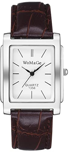 JewelryWe Herrenuhr Analog Quarz Armbanduhr Herren Klassische Retro Rechteckig Business Beiläufige Uhr mit Leder Armband Braun