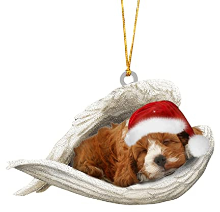 2022 New Sleeping Angel Dog Weihnachtsspaß Anhänger Cartoon Weihnachtsbaum Anhänger Weihnachtsdekoration Anhänger Weihnachtsdekoration Anhänger Makramee Ampel Topf