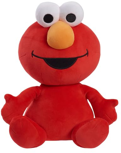Just Play Sesamstraße Elmo, 35 cm großes, beschwertes Kuscheltier zur Beruhigung, rot, weiches Plüschtier, Kinderspielzeug ab 18 Monaten