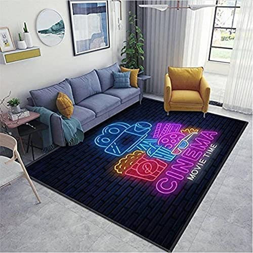 JHUHN Retro Kino Film Teppich Matten Kino Druck Anti-Rutsch-Türmatte Wohnzimmer Teppich 200×300cm