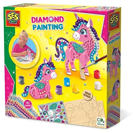 SES Creative 14134 3D-einhörner Diamond Painting-3D-Einhörner, Blau,Gelb,Lila,Schwarz, Mittel