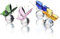 Lot de 4 figurines de papillons volants en cristal avec base en forme de boule – Objets de collection en verre découpé pour décoration de maison, de mariage et de table de bureau