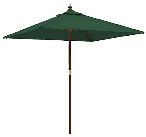 vidaXL Sonnenschirm, Gartenschirm mit Holzmast UV-Schutz, Strandschirm mit Belüftung 4 Rippen, Marktschirm Balkonschirm Terrassenschirm, Grün