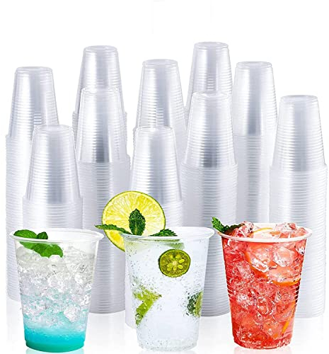 HOMESHOPA Clear Plastic Cups, 100 Pack Half Pint (10oz/280ml) Disposable Patry Drinking Glasses for Beer, Water, Juice, Kitchen Tumbler for Camping, Travel, Picnic, Parties, Events and Celebrations