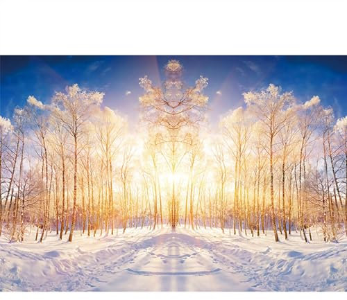 SDOTPMT 7x5ft Winter Snowscape Polyester Hintergrund für Familie Weihnachten Party Decor Foto Requisiten - White, Green, Brown