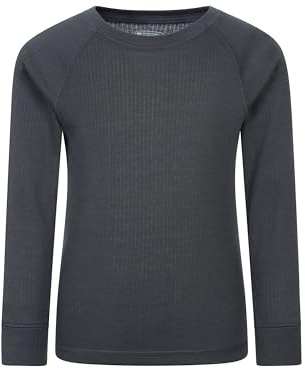 Mountain Warehouse Talus Kids Base Layer Top - Breathable & Lightweight, Moisture Wicking, Boys & Girls - Autumn, Winter, Travel Charcoal (02) Teen Size 13 Years