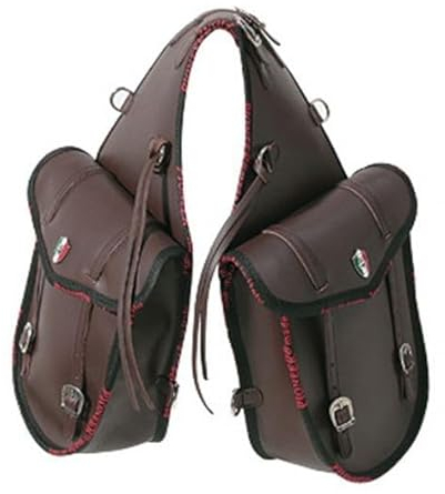PIONEER Pferdesatteltaschen - Satteltasche aus Leder für den Reitsport - Ideal für Trekking und Ausritte - Bananenförmiges Design am Heck - Strapazierfähig und Bequem - Schwarz