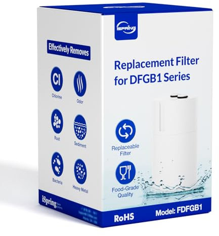 iSpring FDFGB1 Cartuccia di Ricambio per Filtro dell'Acqua del Rubinetto DFGB1S/DFGB1W, Sostituzione del Carbone Attivo, Riduce Cloro, Odori e Cattivo Gusto