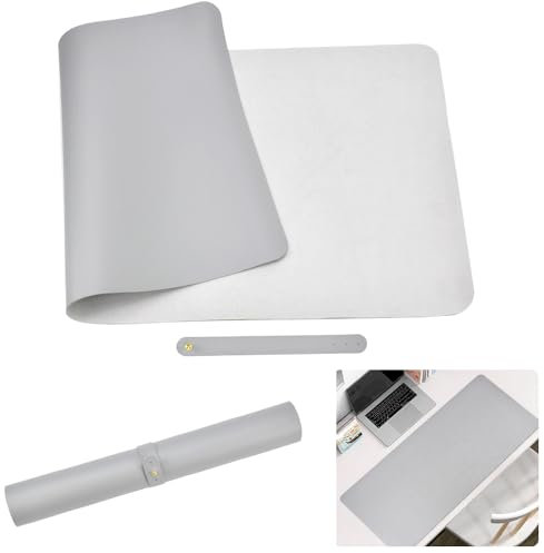 MININUSI Alfombrilla de Ratón Extra Grande para Oficina 800x400mm Tapete de Escritura Gris Tapete de Ratón Grande Alfombra Escritorio Mesa Tapete de Ratón Ordenador xxl, Cuero PU Impermeable + Gamuza
