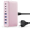 200W Cargador USB C Multiple, GAN III 8-Port USB C Cargador Portátil PD QC PPS Carga Rápida, 65W Portátil Adaptador Cargador Compatible con MacBook Air/Pro, iPhone, iPad Pro, Samsung Galaxy-Rosa