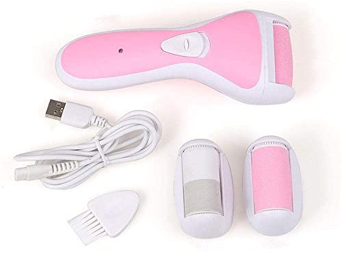 SaryEdge Lima eléctrica para pies removedor de Callos eléctrico, máquina de Cuidado de pies de pedicura con 3 Rodillos, para eliminación de Piel Muerta Piel Dura del pie-púrpura (púrpura) (Rosa)