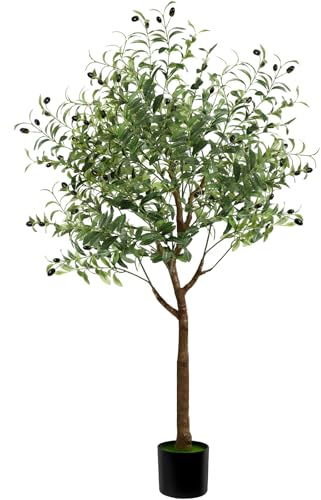 KUOGAS Olivenbaum Künstlich,180cm Kunstpflanze,Groß Künstlicher Olivenbaum Pflanzen,Perfekt als stilvolle Dekoration für Innen- und Außenbereiche