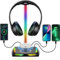 Feegar Hold RGB Kopfhörer Ständer mit Wireless Ladegerät,Gaming-Headset-ständer Headset Halterung Wireless Charge Kopfhörer Halter mit 1*USB 2*Typ-C 11 Lighting Effects Modes