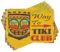 ABAKUHAUS Tiki Bar Platzmatten 8 Stück, Weg zu Tiki Club Vintage Poster Design Retro Grunge polynesischen exotischen Retro-Print, Waschbare Stoff Esszimmer Küche Tischdekorations, Dunkelgelb