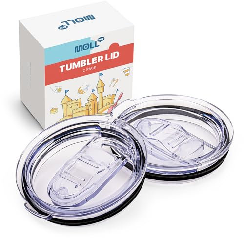 Mollcity 20 oz Tumbler Replacement Lids Spill Proof Splash Resistant Covers Fit for YETI Rambler and More Cups (2 Pack)