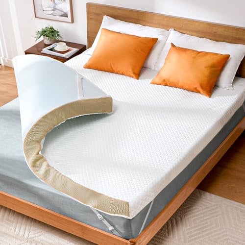 PERLECARE Topper 140 x 200 cm – Colchón viscoelástico de 7,5 cm de altura, H3&H2 grados de dureza H3 & H2, con funda de bambú, certificado Öko-Tex®, espuma de gel para somier y sofá cama