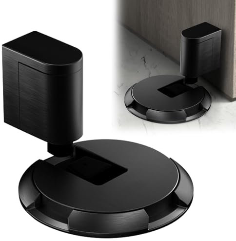 Unsichtbarer Magnetischer Türstopper, Kein Stanzen, Selbstklebend, Verstellbarer Magnetischer Türstopper mit Kleber, Geräuschloses Schließerlebnis (Schwarz)