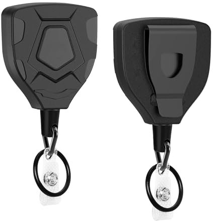 Portachiavi Retrattile Professionale 2 Pezzi - Portachiavi Estensibile in Acciaio con Moschettone Robusto, Cavo Retrattile 80 cm, Ideale per Badge e Chiavi Uomo Donna, Anti-Smarrimento