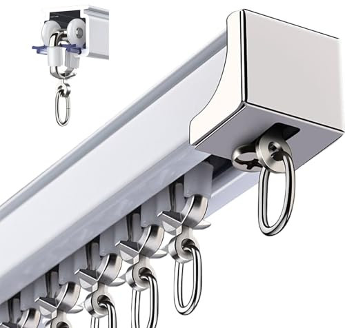 APMOE Gardinenschiene 1 Läufig - Vorhangschiene Aluminiumlegierung Curtain Rail Deckenmontage Schiebegardinen Schiene Wandstärke 2,8 mm für Schlafzimmer/Arbeitszimmer(4.6M/15FT)