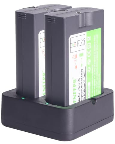 2pcs 3.65V 6040mAh Battery Replacement with Charging Station for Ring, Replacement Battery Compatible with Ring2/3/3+/4 Peephoie Cam/Spotlight Cam/Stick Up Cam/Spotlight Cam Solar/Video Doorbell4,