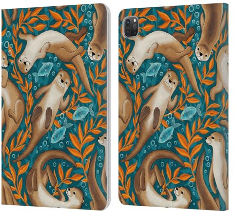 Head Case Designs Offizielle Micklyn Le Feuvre Schwimmende Otter in Blaugrün Flora Und Fauna Leder-Wallet-Hülle Kompatibel mit Apple iPad Pro 11 2020/2021 / 2022