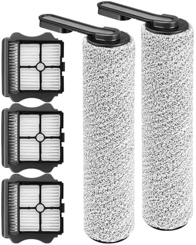 Vylaier Cepillo Compatible con Tineco iFloor 3/Floor One S3/iFloor 2 Aspiradoras, Cepillo de Recambio para Suelos para Alfombras y Suelos Duros (S5-2Rodillos de cepillos+3Filtros)