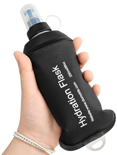 GYGYL Gourde souple de 250 ml en TPU pliable pour sac d'hydratation, gilet de course, bouteille d'eau pliable anti-fuite pour randonnée, cyclisme, escalade, jogging - Noir