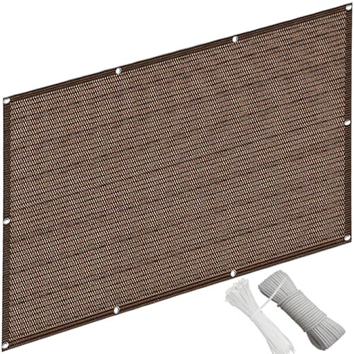 QINLIQIN Balkonverkleidung 0.7 x 7 m Balkon Sichtschutz Zaunblende Windschutz Sonnenschutz mit Befestigungsschnur Kabelbinder für Wohnungsgeländer, Braun