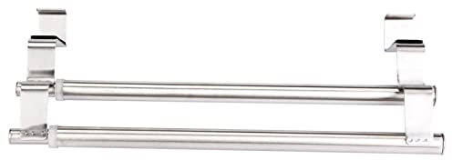 Barre porte-serviettes télescopique double couche en acier inoxydable pour salle de bain, cuisine, gain de place