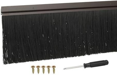 YELARXI Balai de porte en alliage d'aluminium, 15 cm, brosse noire en polypropylène de 99 x 17 cm, convient pour les espaces de bas de porte – Support en forme de H (marron)