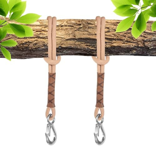 Balançoire Fixation Arbre, 2 Pièces 60cm Corde de Suspension Hamac Réglable Sangle Chaise Hamac avec Mousqueton Balançoire Arbre, kit de Fixation de Suspension pour Balançoire Hamac